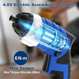 Electric Screwdriver, SORAKO Cordless Screwdriver Rechargeable 4V Max, Power Screwdriver with LED Light, 1300mAh Battery Screwdriver 6 Nm 30 PCS Screw Gun Accessories for Home DIY, Car Repair SORAKO
