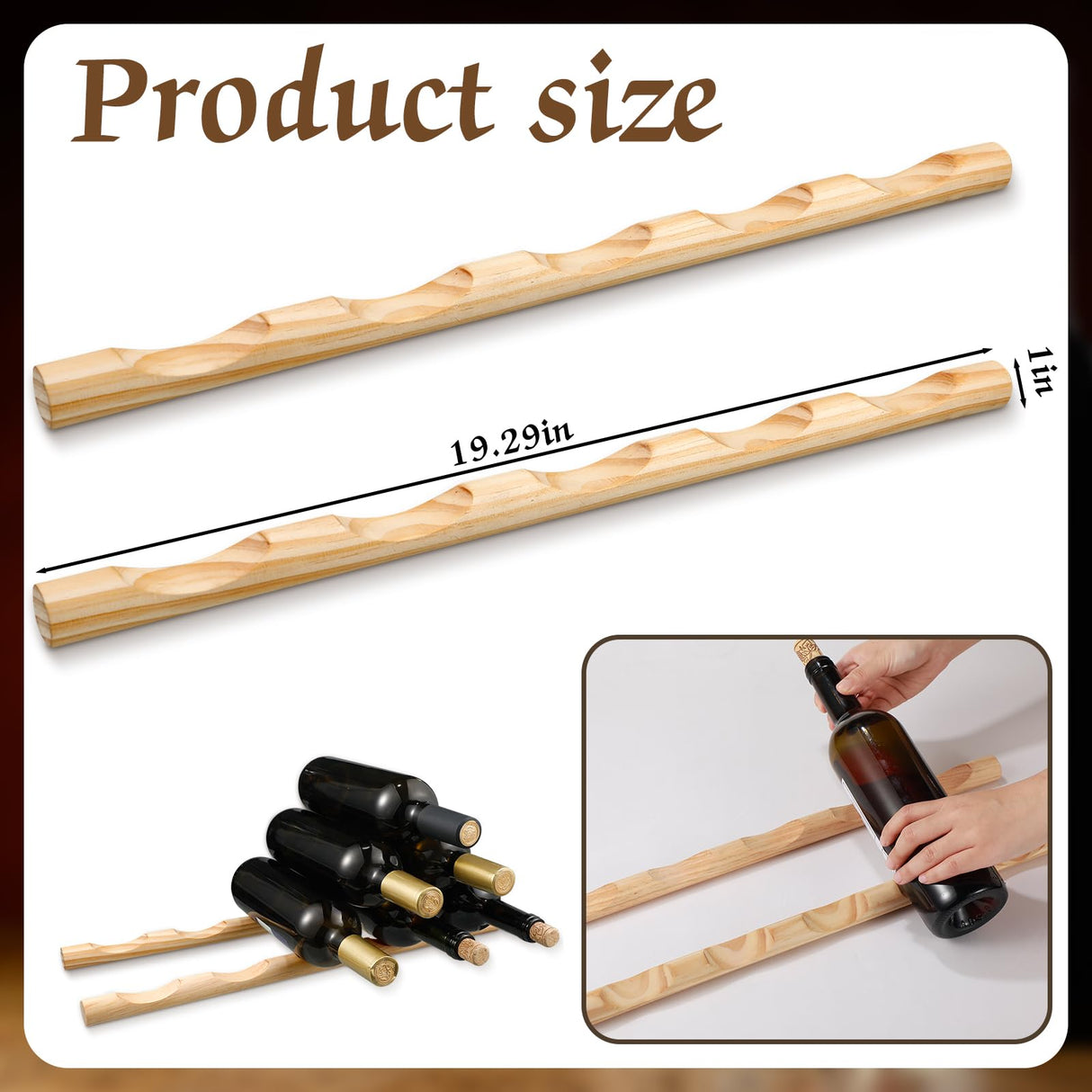 Barydat 4 Pcs Compact Wooden Wine Rack Wood Wine Bottle Holder Countertop Wine Holder Stand Display Wine Rack Shelf Small Stackable Wine Bottle Storage Organizer for Cabinet Fridge Tabletop Bar Barydat