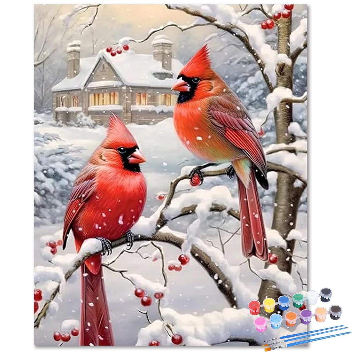 HMZephitiquc Cardinal Paint by Numbers Kit for Adults Canvas Christmas, Cardinal Paint by Number Christmas, Painting by Numbers, Easy DIY Crafts Home Wall Decor 16x20 in HMZephitiquc