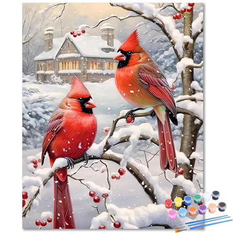 HMZephitiquc Cardinal Paint by Numbers Kit for Adults Canvas Christmas, Cardinal Paint by Number Christmas, Painting by Numbers, Easy DIY Crafts Home Wall Decor 16x20 in HMZephitiquc