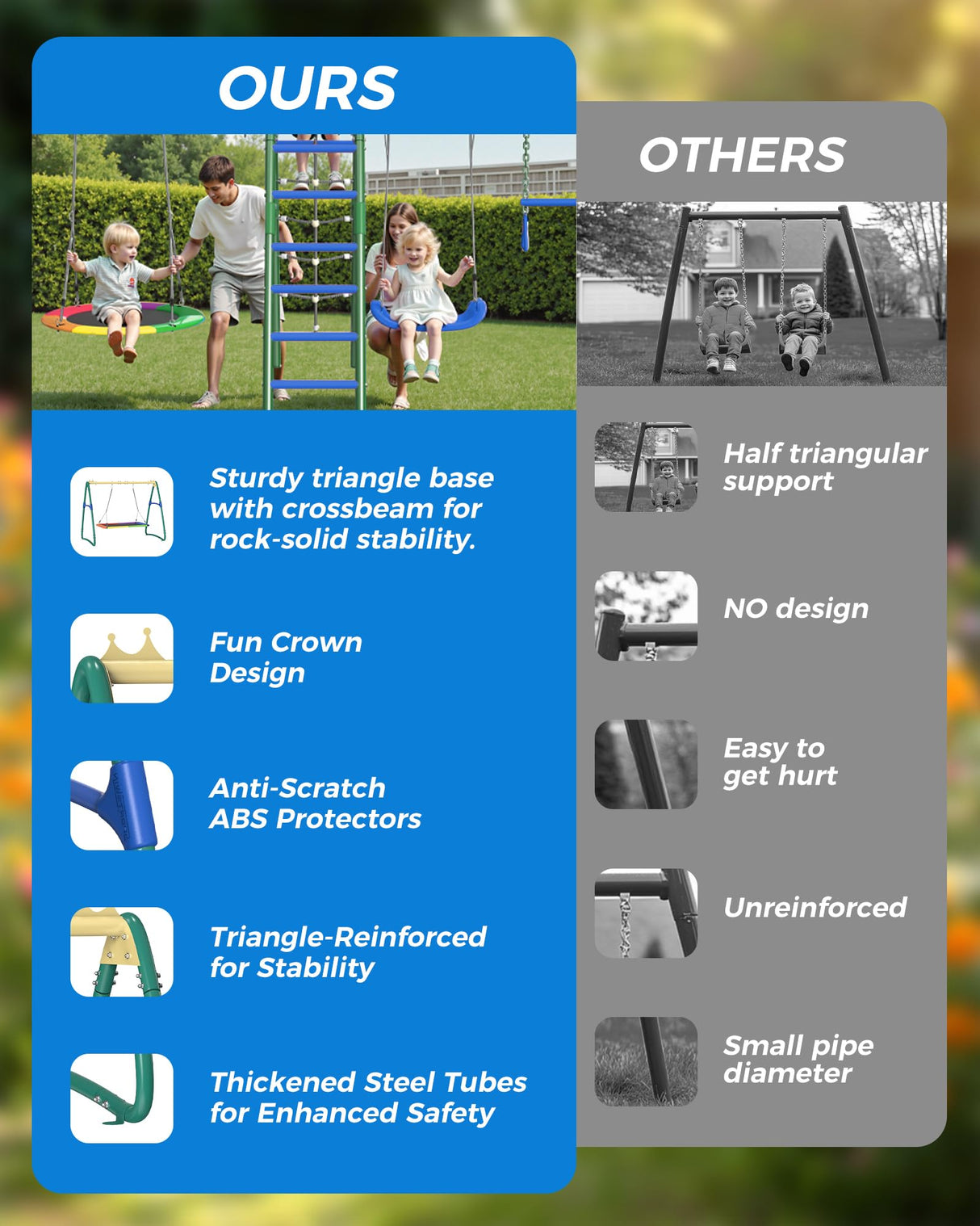 SPORTSWIN 6in1 Outdoor Metal Swing Sets for Backyard for Kids with Heavy Duty Frame (Green) SPORTSWIN