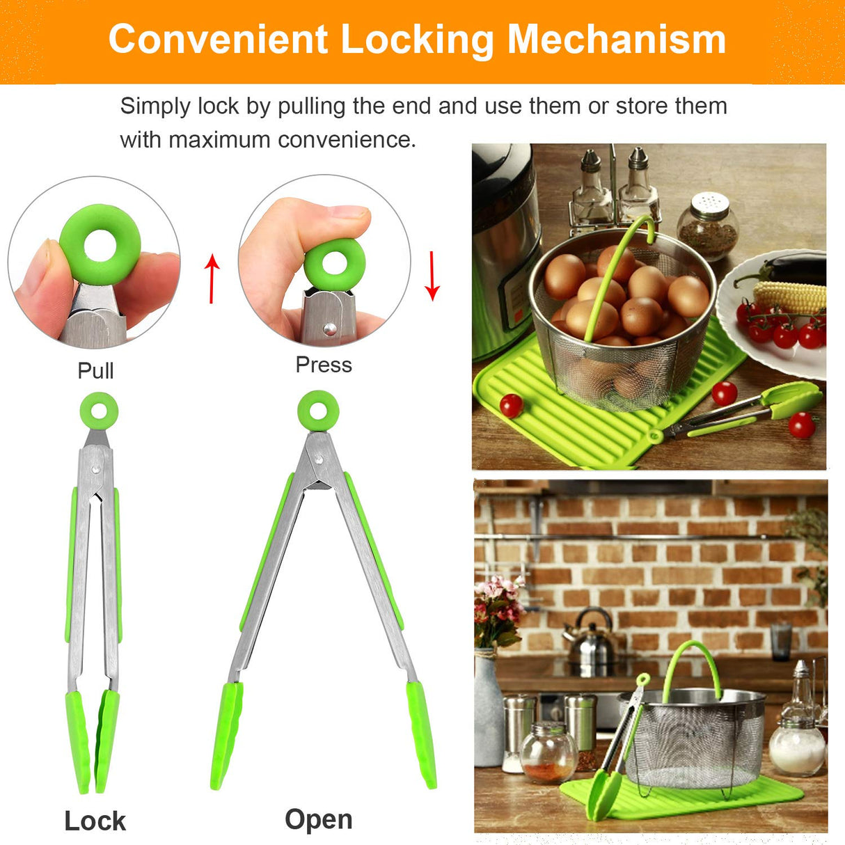 Kitchen Tongs with Silicone Tips - ForTomorrow Set of 5, 7 9 Inch Premium Silicone Tipped Tongs for Cooking Heat Resistant, Serving Food, BBQ ForTomorrow