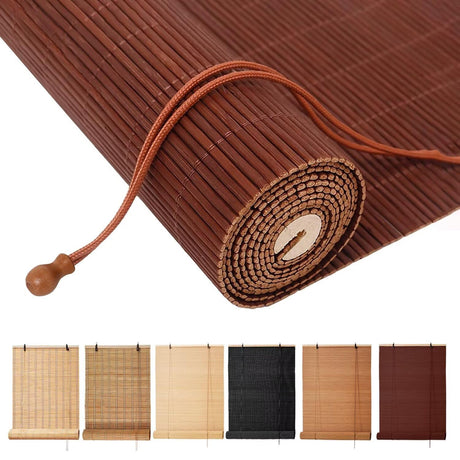 Bamboo Blinds, Easy to Install Bamboo Shades for Indoor Windows, Custom Sizes Roller Shades for Indoor Windows, Roll Up Blinds Indoor Outdoor Patio BAYUE
