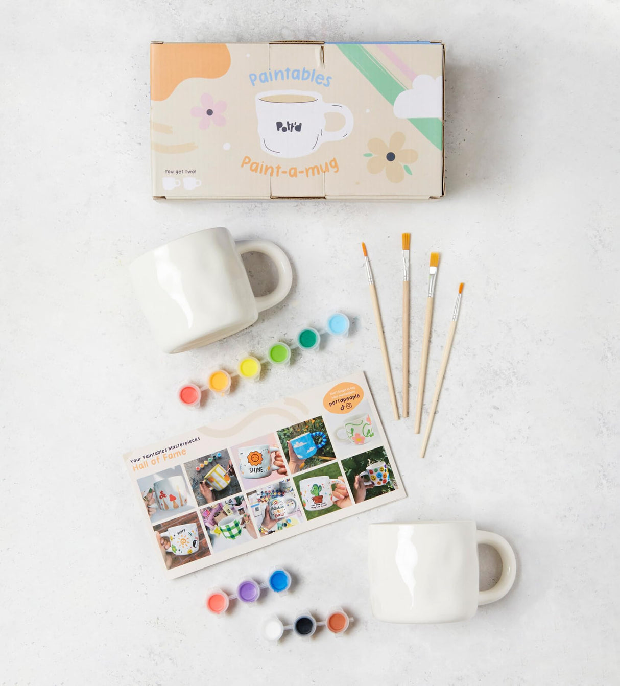Pott'd Paintables Paint Your Own Mug Kit - DIY Mug Painting Kit for Adults. Ceramic Painting Kit for Adults Includes Mugs, Paints, Brushes and Painting Inspiration Guide Pott'd