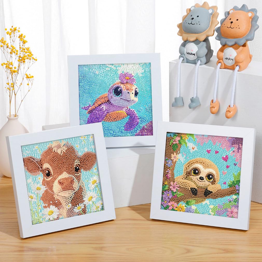 6 Pack 5D Diamond Painting Kits for Kids Beginners,Full Drill Cute Animals Diamond Art Kits,Diamond Art Arts and Crafts for Kids Ages 4-8-12,Home Wall Decor 6x6 Inch VividMeng