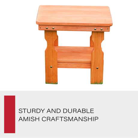 Amish Casual Heavy Duty Outdoor Wood End Table in Cedar Stain - Quality Crafted in The USA from Treated Pine by Amish Artisans Amish Casual