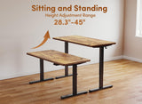 BANTI 63'' Standing Desk, Electric Stand up Height Adjustable Home Office Table, Sit Stand Desk with Splice Board, Rustic Brown BANTI