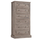 FACBOTALL 6 Drawer Dresser, 56'' Tall Dresser with Mental Double Handles, Chest of Drawers for Hallway Living Room, Wash Gray FACBOTALL
