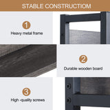 NAIYUFA Kitchen Bakers Rack with Baskets,5-Tier Utility Storage Shelf with Hooks, Microwave Oven Stand Rack, Free Standing Kitchen Shelf Vintage Grey NAIYUFA