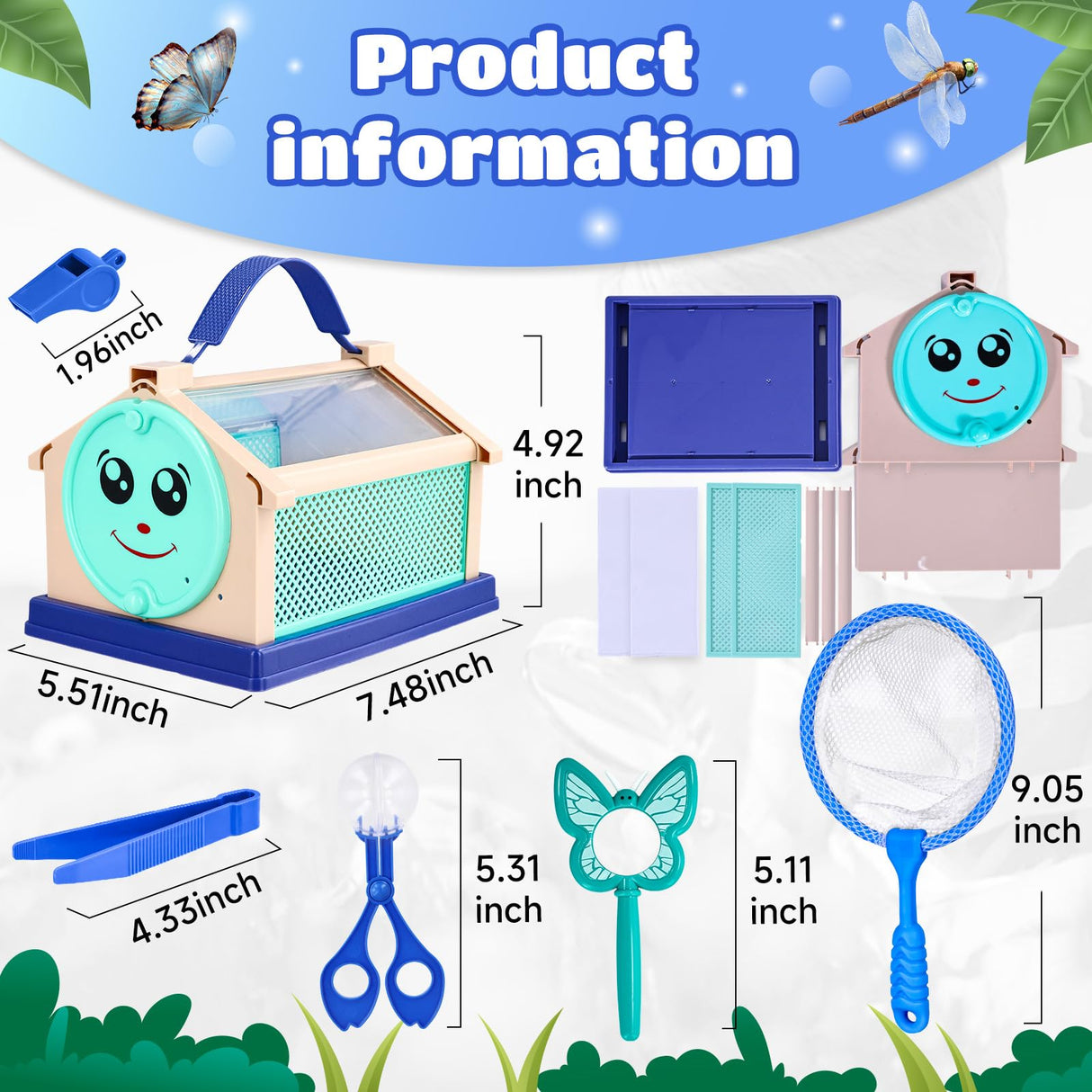 Garma Bug Catcher Kit for Kids, Outdoor Explorer Kit for Toddler with Insect Collection Box Bug Catching Tools and Magnifying Glass Spring Insect Catching Kit Summer Nature Toys Birthday Gifts Garma