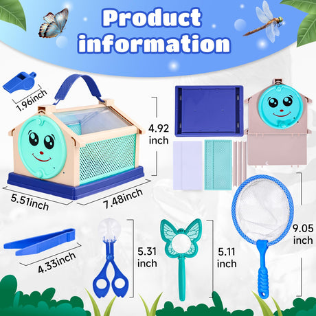 Garma Bug Catcher Kit for Kids, Outdoor Explorer Kit for Toddler with Insect Collection Box Bug Catching Tools and Magnifying Glass Spring Insect Catching Kit Summer Nature Toys Birthday Gifts Garma