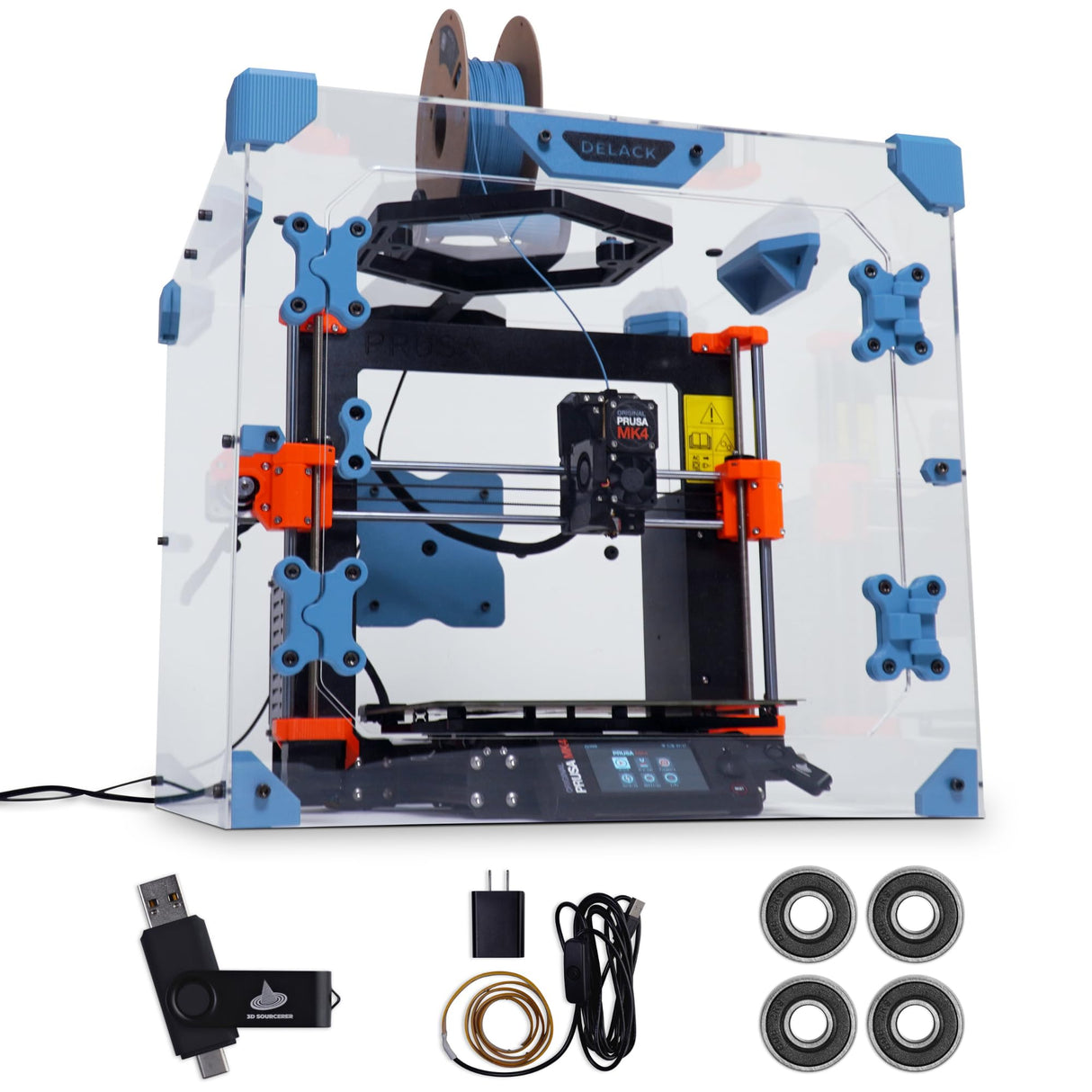 3D SOURCERER DELACK 3D Printer Enclosure Kit with LED Light | Made for Prusa MK4, Prusa Mini, Prusa MK3 3D Printers | Compatible with IKEA Lack Table | Plexiglass Cover for Constant Temperature 3D SOURCERER
