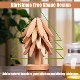 Wooden Trivets for Hot Dishes, Tree Shape Trivet Set, Foldable Kitchen Wooden Trivets, Tree Coaster for Hot Dishes、Pot、Bowl、teapot、hot Pot Holders (4 Piece-Walnut) SSFUN