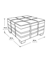 OSP Home Furnishings Detour Strap Square Storage Ottoman with Tray and Solid Wood Legs, Linen Fabric Office Star Products