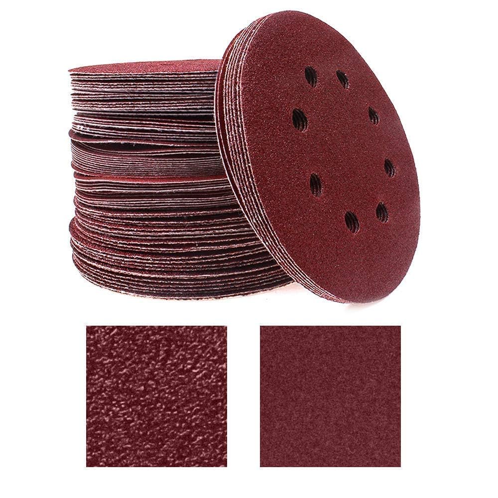 80 Pack 5 inch Sanding Discs Kit 8 Hole Sander for Drill Polishing Pad Hook and Loop Plate 60 80 120 180 240 400 600 800 Grit Sandpaper Abrasive Tool AUTOTOOLHOME