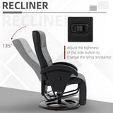 HOMCOM PU Recliner with Footrest, Lounge Chair with 135° Adjustable Backrest, Swivel Wood Base, Padded Seat & Armrests for Living Room, Black HOMCOM