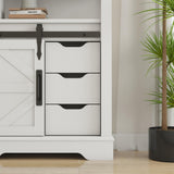 Panana Farmhouse Bathroom Floor Cabinet, Storage Cabinet with Sliding Barn 3 Drawers&Door Freestanding Small Cabinet for Bathroom, Kitchen, Laundry Room (White) Panana