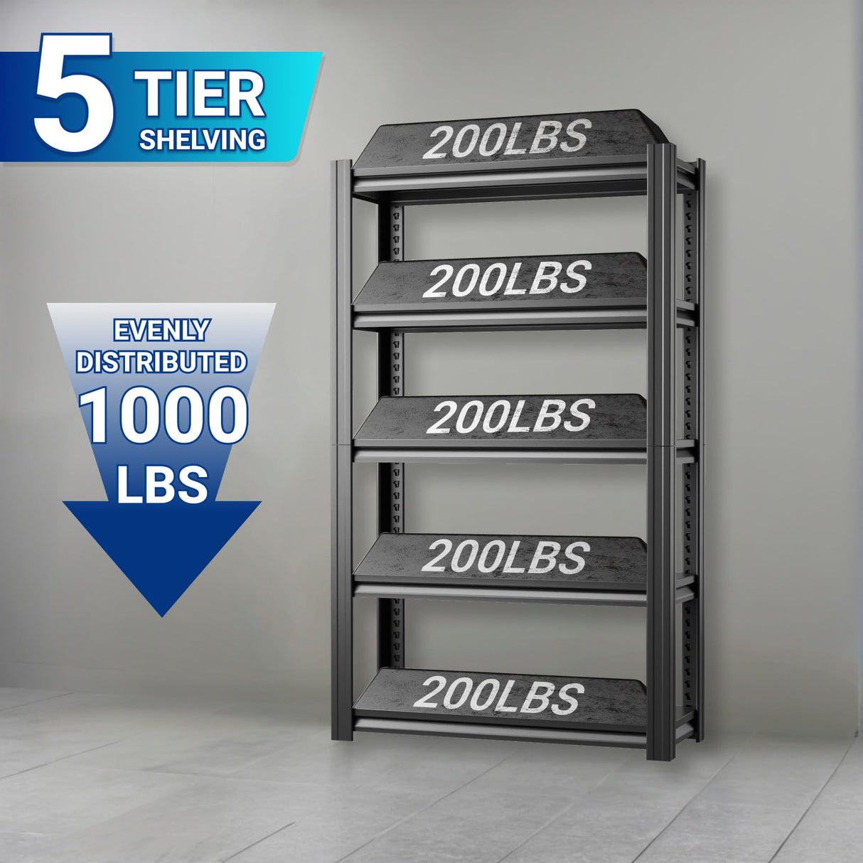 FLEXIMOUNTS Garage Shelving,Garage Shelving Heavy Duty,5 Tier Adjustable Metal Shelving Unit,Garage Storage Shelves 78" H × 47.2" W × 18" D FLEXIMOUNTS