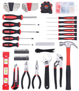 FASTPRO 215-Piece Home Repairing Tool Set with 12-Inch Wide Mouth Open Storage Bag,Household Hand Tool Kit,Red FASTPRO