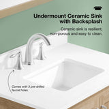 OVE Decors Kansas 24" Single Sink Bathroom Vanity Set with Countertop, Fully-Assembled | Ceramic Sink and Backsplash Included | 02 Doors, 01 Drawer, 24 inches, White Oak OVE Decors