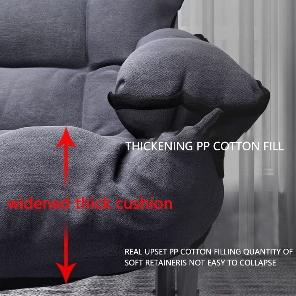 Modern Lazy Chair with Ottoman, Folding Lounge Reclining Sofa Chair with Armrest Comfy Lounge Chair Leisure Chair with Side Pocket for Bedroom, Balcony, Living Room, Office, Grey Generic