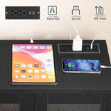 HOOBRO 43" Kitchen Pantry Cabinet, kitchen Storage Cabinet with Power Outlets, Pantry Cabinet with LED Lights and Adjustable Shelf, Pantry Glass Doors Holders, for Kitchen, Dining Room, Black and Gold HOOBRO