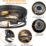 Feanron Farmhouse 2-Light Black Flush Mount Ceiling Light Fixtures, Industrial Vintage Metal Cage Closed to Ceiling Mount Lamp for Hallway Kitchen Bedroom 2 Pack, A19 LED Bulbs Included Feanron