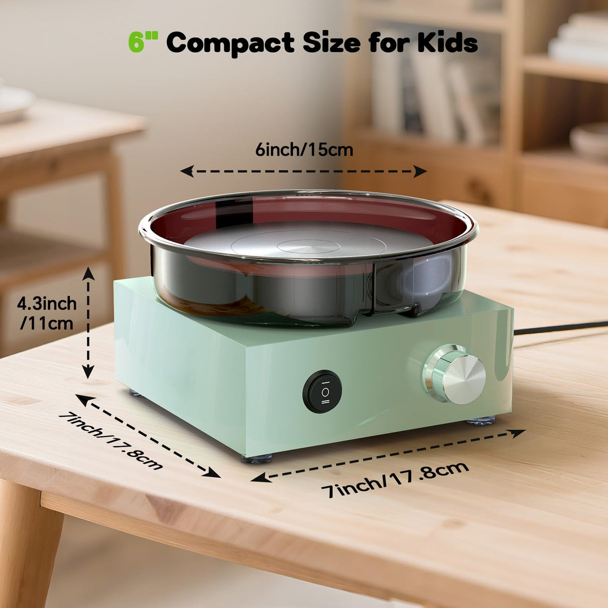 Alldeer Mini Pottery Wheel Kit - 6" Turntable Two-Way Rotation Clay Wheel, Metal Frame, Removable Splash Tray Ceramic Making Kit with 18PCS Sculpting Tools, Pottery DIY Machine for Kids and Beginners Alldeer