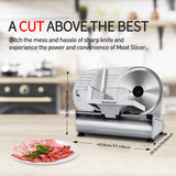 Meat Slicer, Techwood Electric Deil Food Slicer with Removable 9” Stainless Steel Blade, Deli Cheese Fruit Vegetable Bread Cutter with Adjustable Knob for Thickness, Food Carriage & Non-Slip Feet Techwood