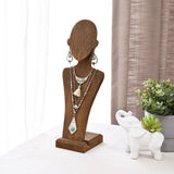 MOOCA Portable Wooden Mannequin Jewelry Stand, Jewelry Display Organizer for Earrings & Multiple Necklace, Brown Color MOOCA