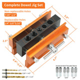 Self Centering Doweling Jig Kit - Adjustable Width Dowel Jig Kit for Straight Holes, Biscuit Joiner Set, 6 Bushings, 3 Size Drill Bits - Woodworking Precision Tool TIMBUTUS