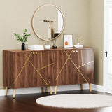 Vrullu Storage Cabinet, Free Standing Buffet Cabinet, Morden Sideboard and Buffet Storage, Wood Accent Cabinet for Living Room, Hallway, Entryway (1, Brown) Vrullu