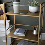 Novogratz Helix Small Bar Cart for the Home, 3 Tier Rolling Cart With Wheels, Kitchen Cart with Storage for Beverages and Wine, Gold Novogratz