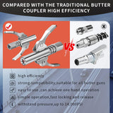 Quadafy Grease Gun Coupler, Quick Locking Grease Gun Tip, 6 Thickened Jaws Locking, High Pressure Grease Fittings, Compatible with All 1/8" NPT Grease Guns Quadafy
