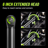 Robustrue 3/8" Cordless Ratchet Wrench, 6 inch Extended Ratchet Wrench, 40Ft-lbs 400RPM Cordless Ratchet, 2 Batteries Power Electric Ratchet Driver with Variable Speed, 7 Sockets, LED Light Robustrue