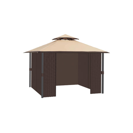 Gazebo Curtains Outdoor Waterproof, Curtain Replacement Universal 4-Panel Sidewalls, Universal Replacement Privacy Curtain Sidewalls with Zipper for Garden Patio Yard (Only Curtains) (10x12ft, Brown) Generic