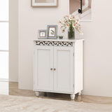 Tangkula Classic White Bathroom Storage Cabinet with Adjustable Shelf and Solid Wood Legs Tangkula