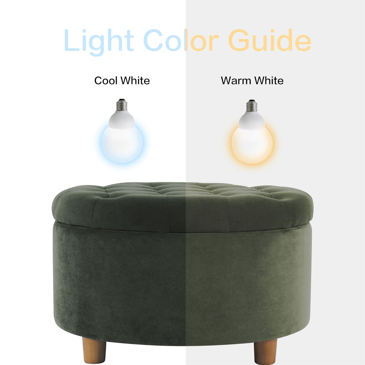 HomePop Home Decor | Large Button Tufted Velvet Round Storage Ottoman | Ottoman with Storage for Living Room & Bedroom, Loden Green Velvet, 28" HomePop