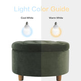 HomePop Home Decor | Large Button Tufted Velvet Round Storage Ottoman | Ottoman with Storage for Living Room & Bedroom, Loden Green Velvet, 28" HomePop