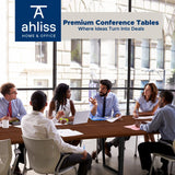ahliss Sturdy Conference Table with Cable Management Grommets Modern Rectangle Office Meeting Table with Wood Tabletop and Metal Frame & Legs- Easy Assembly Boardroom Table (Mahogany, 12 foot) ahliss
