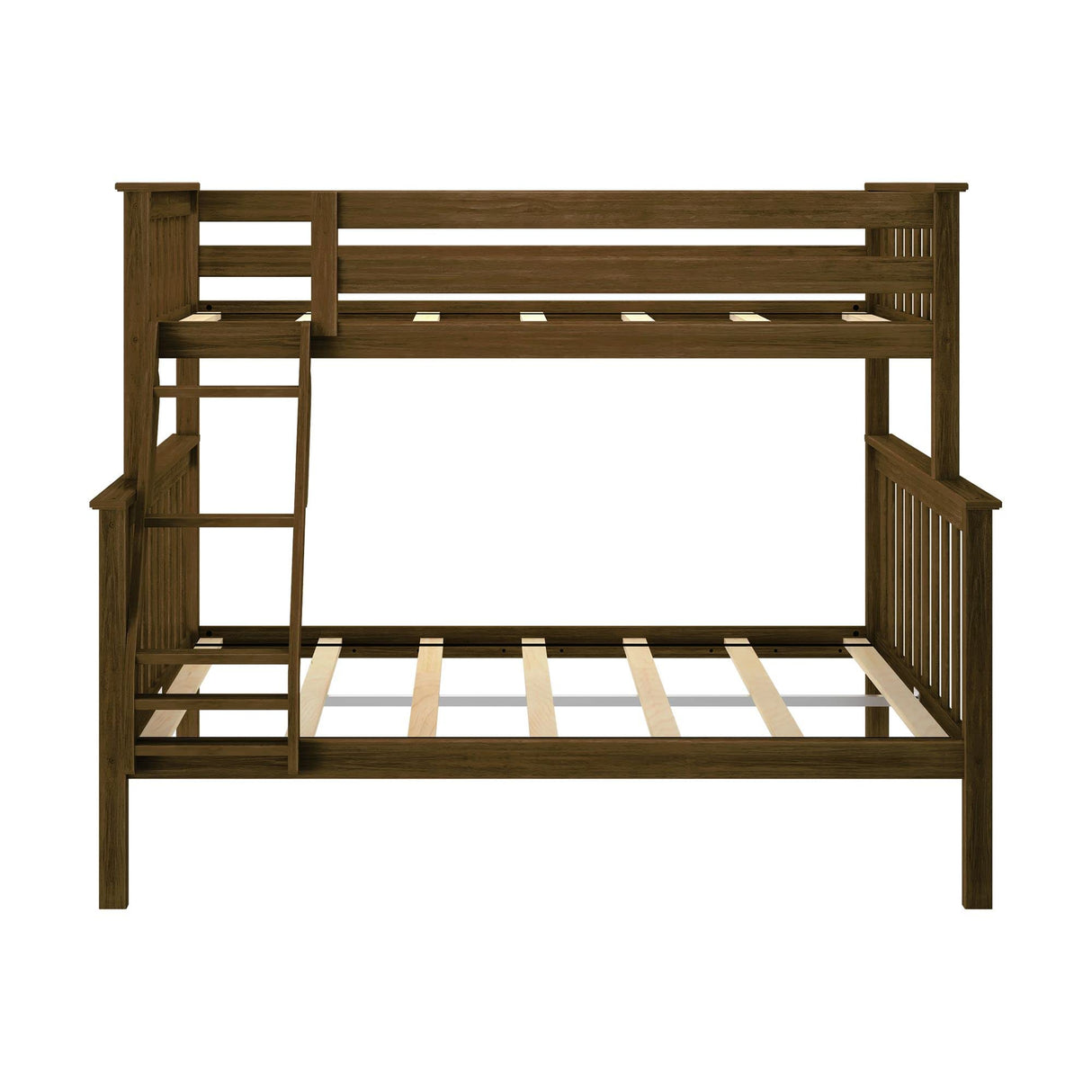 Plank+Beam Walnut Twin Over Full Bunk Bed with Ladder – Solid Wood Space-Saving Frame Plank+Beam