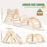 COSYLAND Pikler Triangle Set 8 in 1, Foldable Pickler Climbing Set Wooden Montessori Climbing Gym Set, Large Indoor Climbing Toys for Toddlers 1-6 Inside, Patented Baby Climbing Gym CPC Certified, Nat COSYLAND