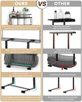 Wall Mounted Towel Rack for Bathroom - Bath Storage Holder Set Above Toilet, Rolled Towel Shelf Organizer, Wood Vertical Rack for Small Bathroom Decor, Black Aetyord