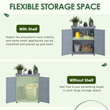 AECOJOY Outdoor Storage Cabinet, Solid Wood Planting Work Bench, Garden Potting Bench Table with Metal Tabletop and Adjustable Shelves, Grey AECOJOY