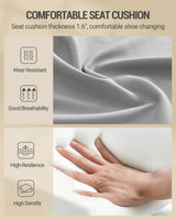 Hzuaneri Shoe Storage Bench, 2 Tier Shoe Bench with Padded Seat Cushion & 2 Barn Doors, Entryway Bench with Adjustable Shelf, Farmhouse Shoe Cabinet for Living Room, Bedroom, White SB26603GY Hzuaneri