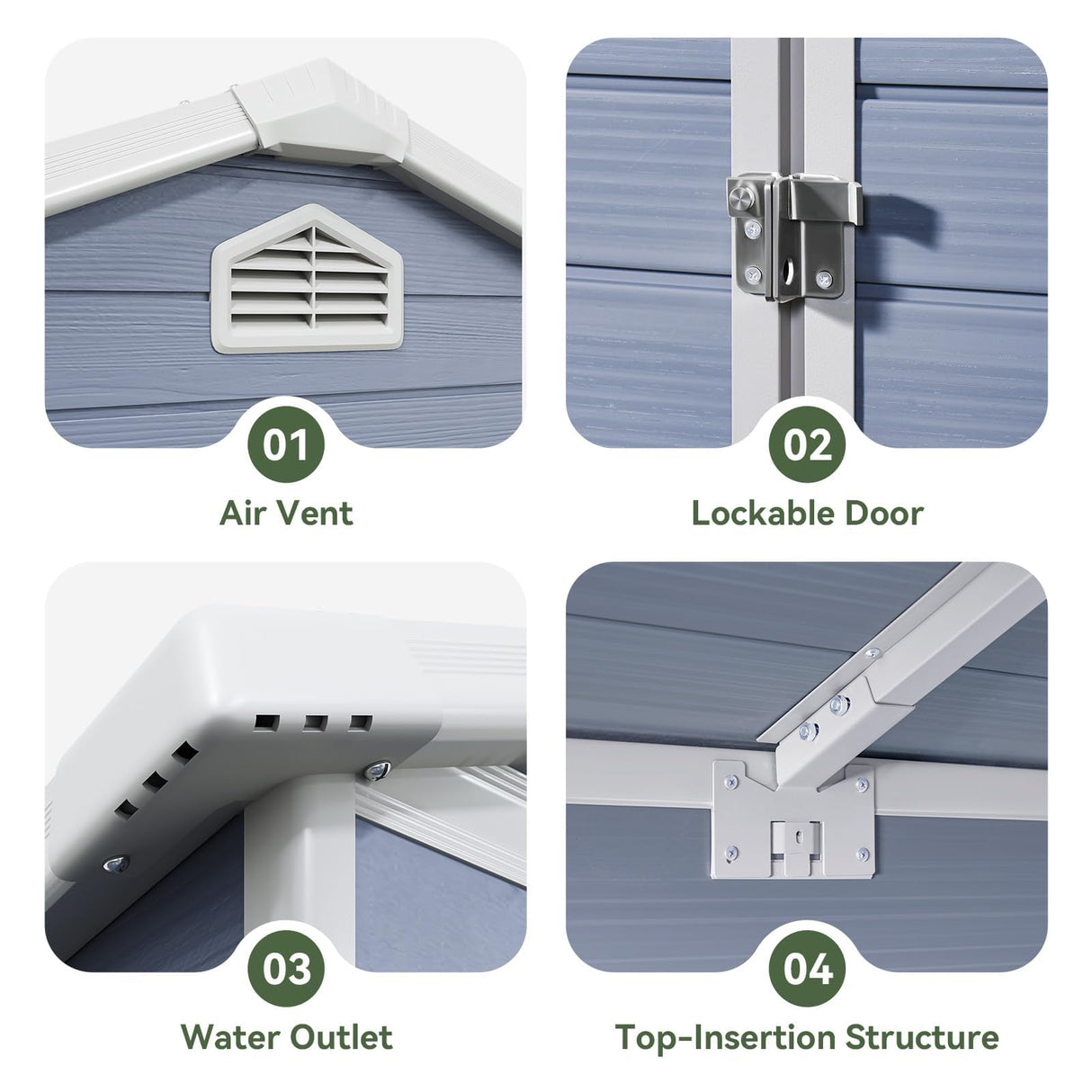 Aoxun 8 x 6 FT Outdoor Storage Shed with Window, Resin Shed with Floor & Lockable Doors, Garden Shed Waterproof Plastic Tool Shed with Sloped Roof for Backyard, Garden, Patio, Lawn, Grey Aoxun