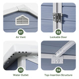 Aoxun 8 x 6 FT Outdoor Storage Shed with Window, Resin Shed with Floor & Lockable Doors, Garden Shed Waterproof Plastic Tool Shed with Sloped Roof for Backyard, Garden, Patio, Lawn, Grey Aoxun