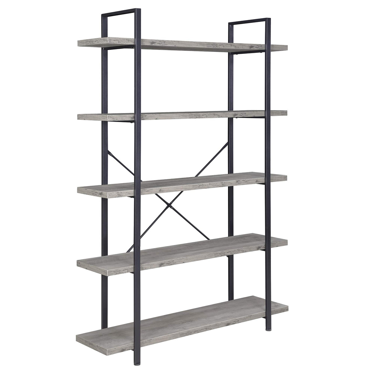 BELLEZE 5-Tier Wood Bookshelf, 70 Inch Industrial Storage Shelves Organizer for Living Room, Pantry, Home Office and Garage, Open Display Shelves with Metal Frame - Gray Wash BELLEZE