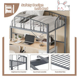 GarveeHome Loft Bed Twin Size, Heavy Duty Metal Loft Bed Frame with Arched Guardrail and Safety Ladder, Space-Saving, No Box Spring Needed, Matte Gray GarveeHome