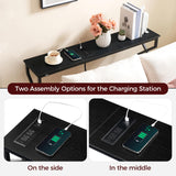 MAHANCRIS Console Sofa Table, 44.9" Entryway Table with Power Station, Narrow Couch Table, Hallway Table, Sofa Table with USB Ports, Metal Frame, for Entrance, Living Room, Black CTHB113E01 MAHANCRIS